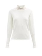 Chlo - Ruffled-neck Wool Top - Womens - White