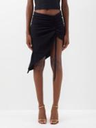 Monot - Ruched Asymmetric Crepe Skirt - Womens - Black