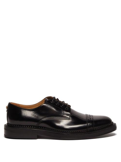 Matchesfashion.com Versace - Medusa Plaque Leather Derby Shoes - Mens - Black