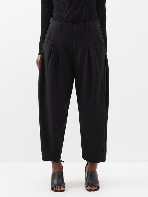 Petar Petrov - Gilbert Cropped Wide-leg Wool-blend Trousers - Womens - Black
