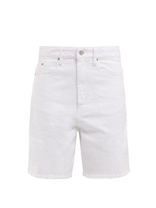 Matchesfashion.com Isabel Marant Toile - Ciny Frayed Denim Shorts - Womens - White