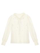 Matchesfashion.com Dolce & Gabbana - Margherite Embroidered Silk Chiffon Blouse - Womens - White
