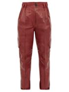 Matchesfashion.com Petar Petrov - Hailey High Rise Leather Cargo Trousers - Womens - Burgundy