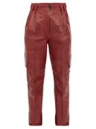 Matchesfashion.com Petar Petrov - Hailey High Rise Leather Cargo Trousers - Womens - Burgundy