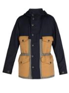 Matchesfashion.com Barena Venezia - Contrast Panelled Virgin Wool Hooded Jacket - Mens - Blue Multi