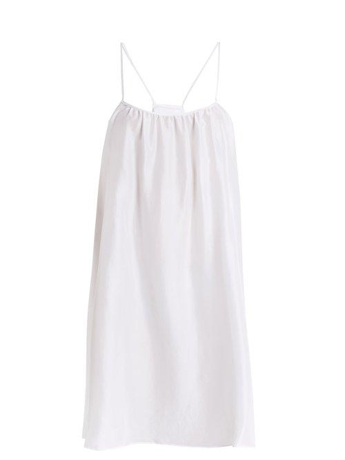 Matchesfashion.com Loup Charmant - Classic Scoop Neck Silk Satin Slip Dress - Womens - White