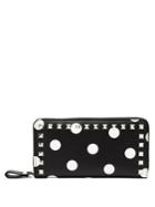 Valentino Rockstud Polka-dot Leather Continental Wallet