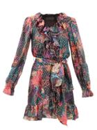Matchesfashion.com Dundas - Floral-print Fil-coup Silk-blend Wrap Dress - Womens - Black Multi