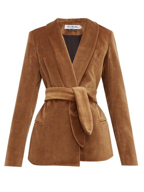 Matchesfashion.com Cheval Pampa - Tero Cotton Velvet Blazer - Womens - Brown