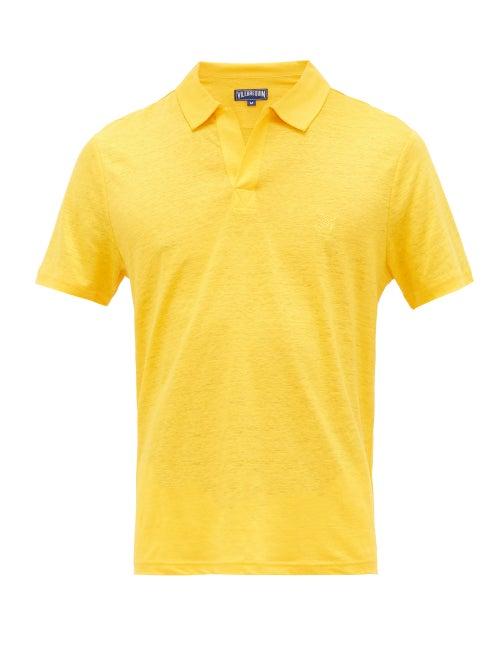 Matchesfashion.com Vilebrequin - Logo-embroidered Linen-jersey Polo Shirt - Mens - Yellow