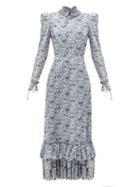Matchesfashion.com The Vampire's Wife - The Cinderella Liberty-print Cotton-crepe Dress - Womens - Blue White