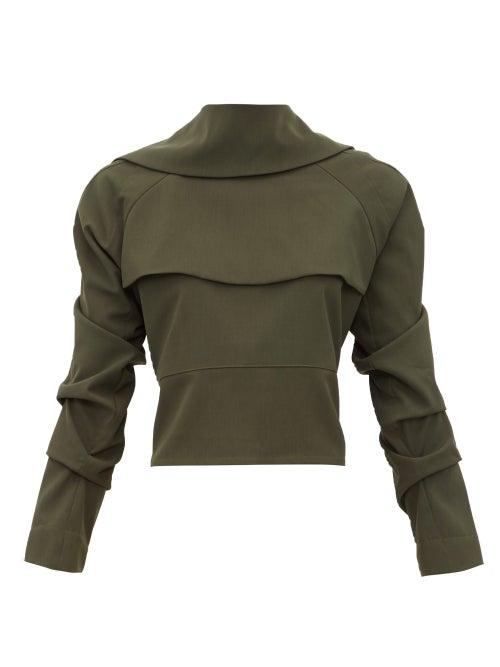 Matchesfashion.com A.w.a.k.e. Mode - Tie Back Draped Crepe Top - Womens - Dark Green