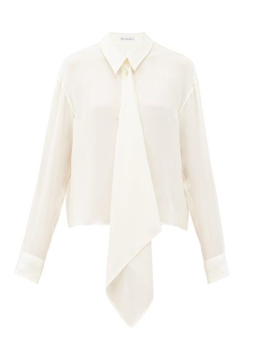 Matchesfashion.com Jw Anderson - Draped Front Silk Blouse - Womens - Ivory