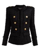 Matchesfashion.com Balmain - Double Breasted Tweed Jacket - Womens - Black