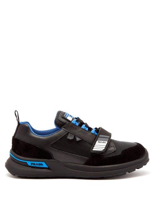 Matchesfashion.com Prada - Logo Embellished Chunky Leather Trainers - Mens - Black