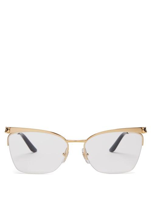 Matchesfashion.com Cartier Eyewear - Core Cat-eye Metal Glasses - Womens - Gold