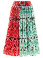 Chopova Lowena - Belted Floral-print Pleated-poplin Skirt - Womens - Multi