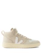 Veja - V-15 Nubuck And Leather Trainers - Mens - Grey