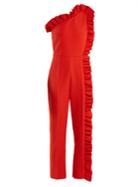 Msgm One-shoulder Ruffle-trimmed Jumpsuit