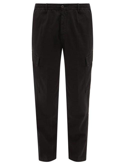 Matchesfashion.com White Sand - Elasticated-waist Cotton-blend Cargo Trousers - Mens - Black