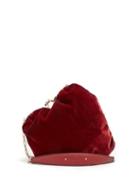 Matchesfashion.com Valentino - Carry Secrets Heart Shaped Velvet Bag - Womens - Burgundy Multi