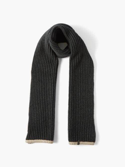 Brunello Cucinelli - Ribbed Cashmere Scarf - Womens - Dark Grey