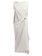 Matchesfashion.com Lemaire - Asymmetric Draped Cotton Midi Dress - Womens - Light Grey
