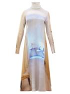 Matchesfashion.com Undercover - High Neck Printed Silk Midi Dress - Womens - Beige Multi