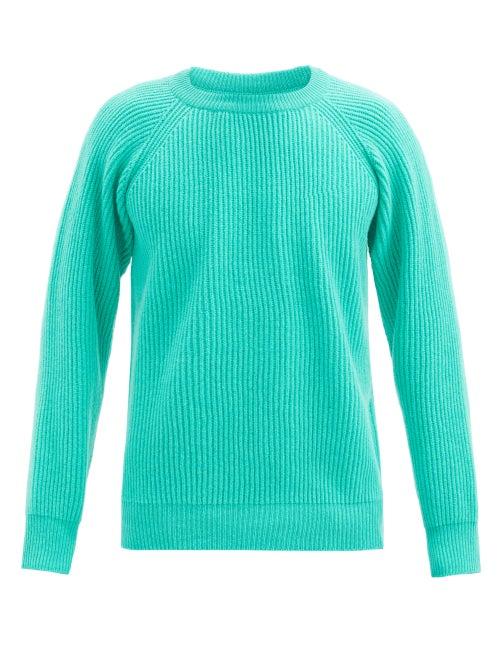 Matchesfashion.com Albam - Seamless Rib-knitted Wool Sweater - Mens - Light Green