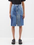 Re/done - Patchwork Denim Midi Skirt - Womens - Blue Multi