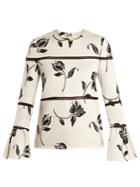 Huishan Zhang Alison Floral-jacquard Bell-cuff Top