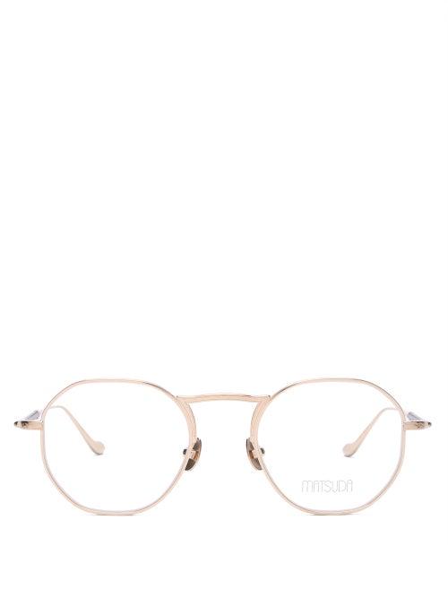 Matchesfashion.com Matsuda - Round Titanium Glasses - Mens - Gold