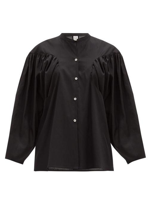 Matchesfashion.com Totme - Moncton Gathered Balloon-sleeve Blouse - Womens - Black