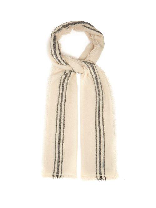 Matchesfashion.com Isabel Marant - Vala Striped Fine Knit Scarf - Womens - White