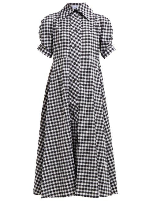 Matchesfashion.com Thierry Colson - Vichy Tiffen Check Cotton Midi Shirtdress - Womens - Black Multi