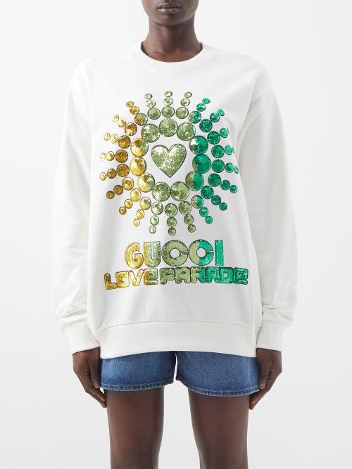 Gucci - Love Parade Sequinned Cotton-jersey Sweatshirt - Womens - White
