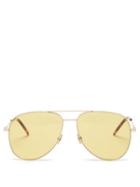 Matchesfashion.com Saint Laurent - Aviator Metal Sunglasses - Mens - Yellow