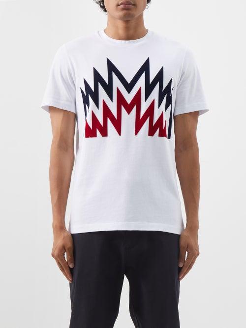 Moncler - Logo-flocked Cotton-jersey T-shirt - Mens - White