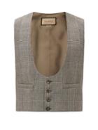 Gucci - Prince Of Wales-check Wool-blend Waistcoat - Mens - Black Grey