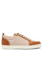 Matchesfashion.com Christian Louboutin - Rantulow Leather And Canvas Trainers - Mens - Brown