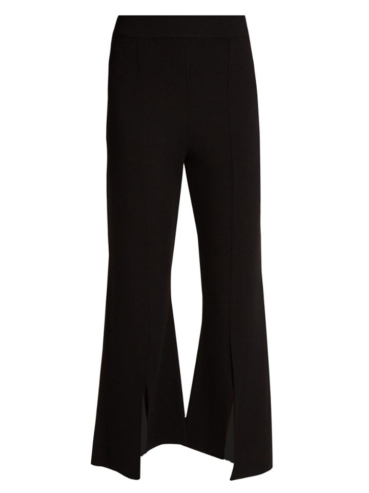 Stella Mccartney Asymmetric-hem Cropped Fine-knit Trousers