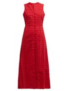 Matchesfashion.com Cult Gaia - Gia Diamond Embroidered Cotton Midi Dress - Womens - Dark Red