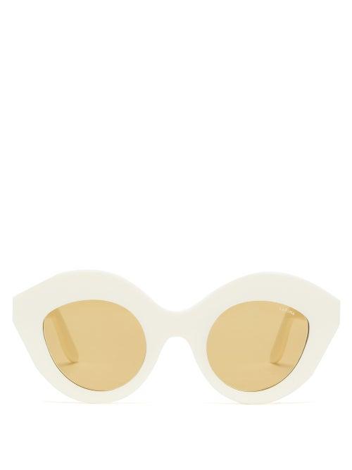 Matchesfashion.com Lapima - Nina Oversized Cat-eye Acetate Sunglasses - Womens - White