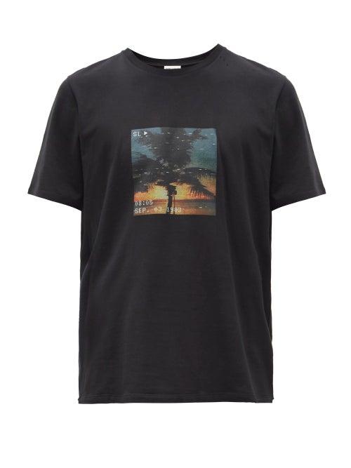 Mens Rtw Saint Laurent - Scenic-print Cotton-jersey T-shirt - Mens - Black