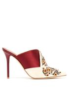 Matchesfashion.com Malone Souliers By Roy Luwolt - Portia Embroidered Satin Mules - Womens - Burgundy Multi