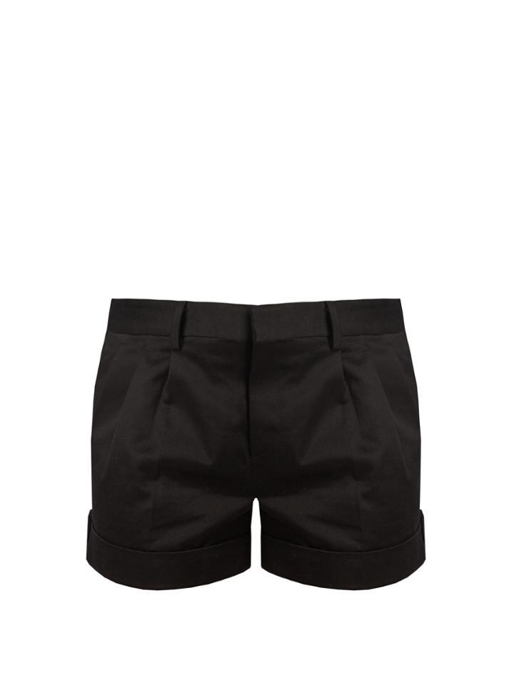 Saint Laurent Mid Rise Pleated Twill Shorts