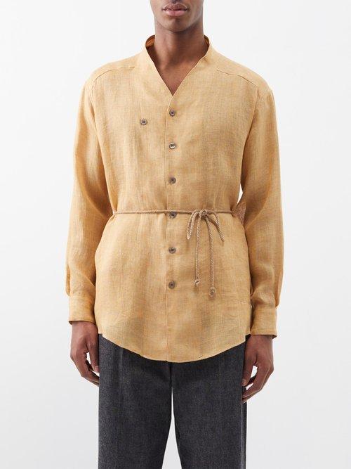 Sasquatchfabrix. - Belted Linen Shirt - Mens - Beige