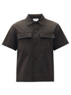 Matchesfashion.com Bottega Veneta - Triangle-patch Cotton-blend Poplin Shirt - Mens - Brown