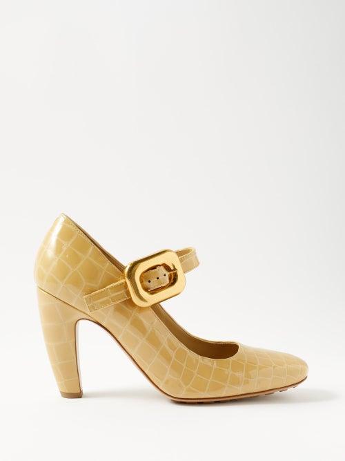 Bottega Veneta - Madame 90 Crocodile-effect Leather Pumps - Womens - Cream