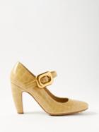 Bottega Veneta - Madame 90 Crocodile-effect Leather Pumps - Womens - Cream
